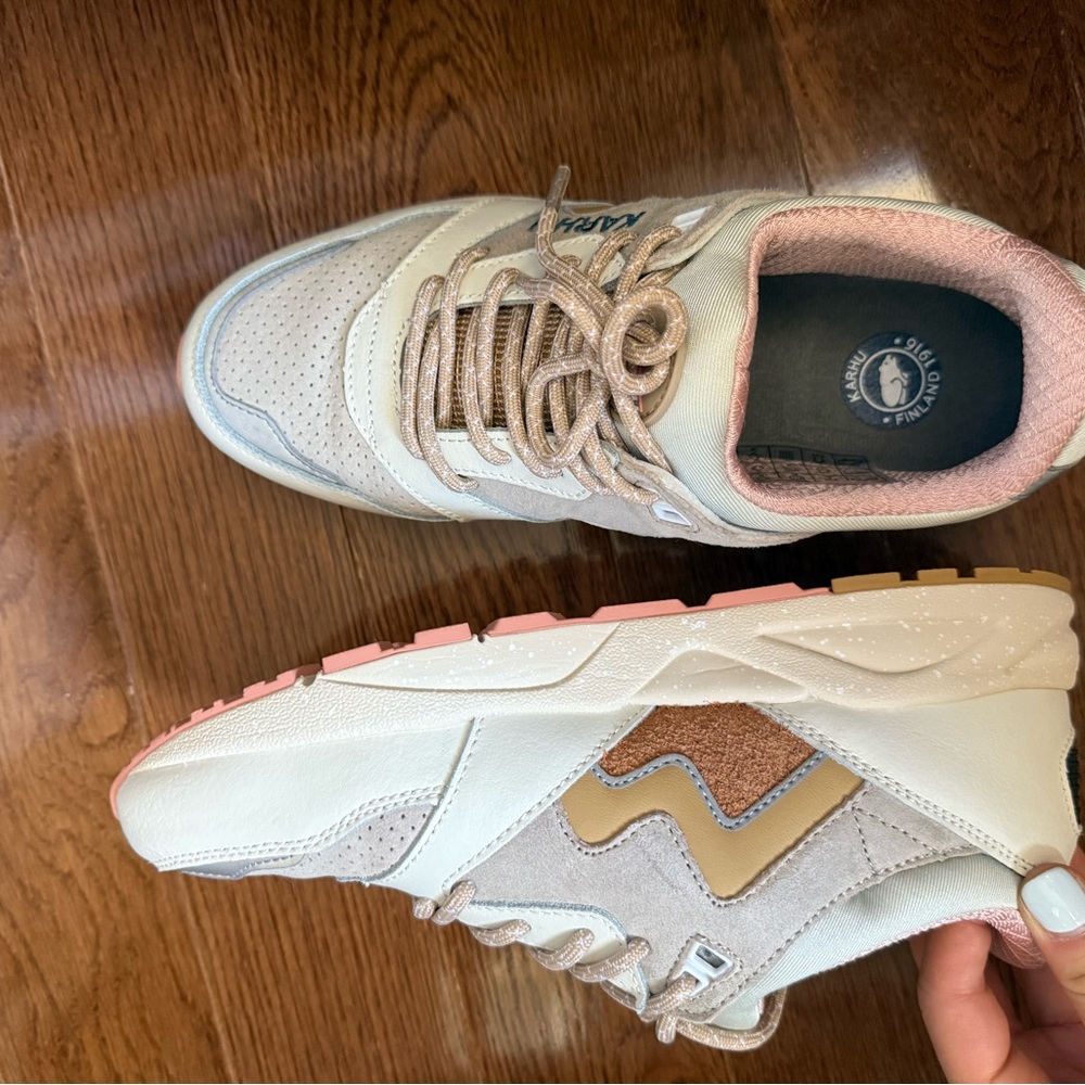 Women's Casual Beige and Pink Sneakers